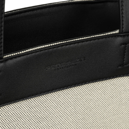Städtische Damen Tasche aus Echtleder und Polyamidfaser in Beige-Schwarz – Peterson