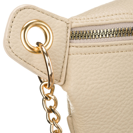 Beige Damen-Gürteltasche aus Öko-Leder mit Reißverschluss, getragen an einem verstellbaren Riemen – Peterson