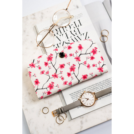 Große Damen Geldbörse aus Öko-Leder mit Blumenmuster – Peterson