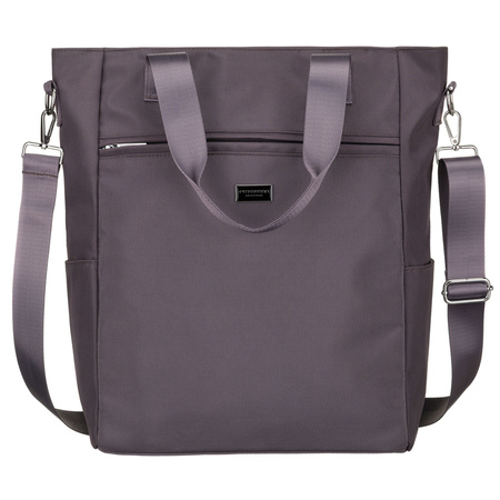 Graue Damen-Shopper-Tasche mit Henkeln und abnehmbarem Gürtel, mit Reißverschluss verschließbar - Peterson