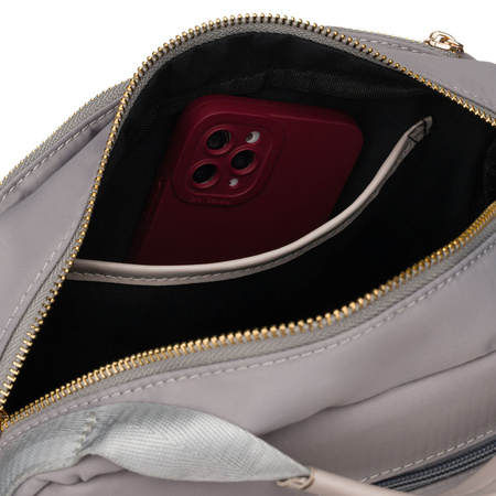 Damen-Umhängetasche aus Nylon in Grau mit Reißverschluss – Peterson