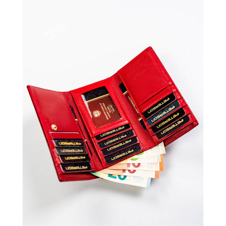 Elegante rote Damen Geldbörse mit Druckknopf und Bügelverschluss – Peterson