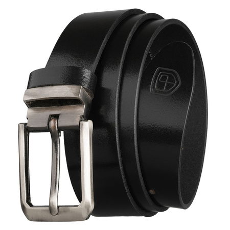 Eleganter Herren-Gürtel aus echtem Leder in Schwarz mit klassischer silberner Schnalle - Peterson