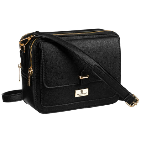 Schwarze Damen Stadttasche aus Öko-Leder mit zwei Riemen – Peterson