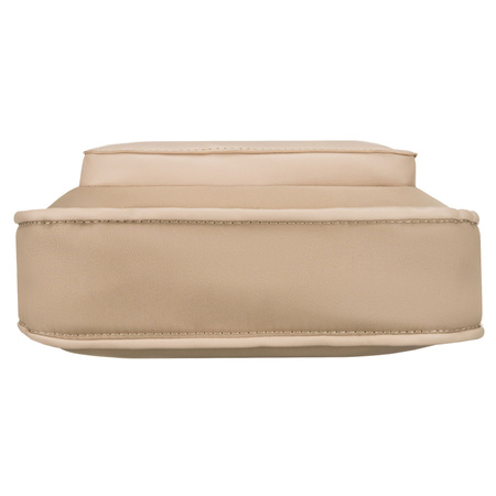 Beige Damen-Umhängetasche aus Nylon und Öko-Leder, aufgehängt an Griffen und einem abnehmbaren Gürtel – Peterson