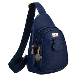 Kleine dunkelblaue Damen Gürteltasche für Schulter oder Crossbody aus Öko-Leder mit goldfarbenen Details – Peterson