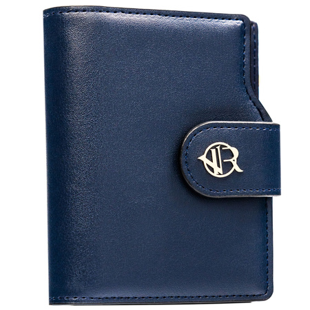 Damen-Geldbörse aus Öko-Leder in Marineblau mit Druckknopf- und Reißverschluss - Rovicky