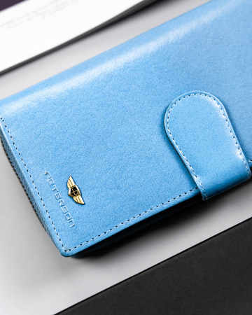 Große Damen Geldbörse aus Leder mit Reißverschluss und Druckknopf – Peterson