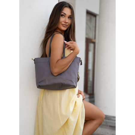 Damen-Shopper aus Nylon in Grau mit abnehmbarem, verstellbarem Gürtel - Peterson