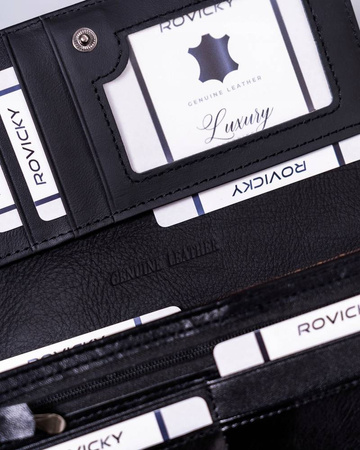 Große, horizontale Damen-Geldbörse mit Druckknopf – Rovicky
