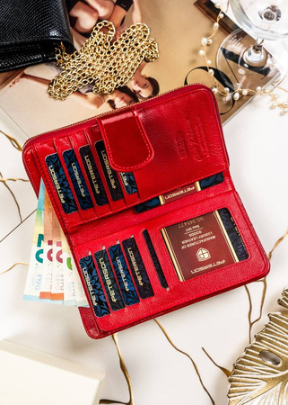 Große vertikale Damen-Geldbörse mit Druckknopf und RFID-Schutz – Peterson