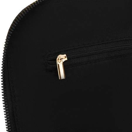 Schwarzer Damen-Rucksack aus Nylon und Öko-Leder, aufgehängt an verstellbaren Trägern - Peterson