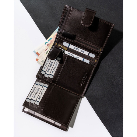 Elegante Herren Geldbörse aus Leder mit Druckknopf – Rovicky