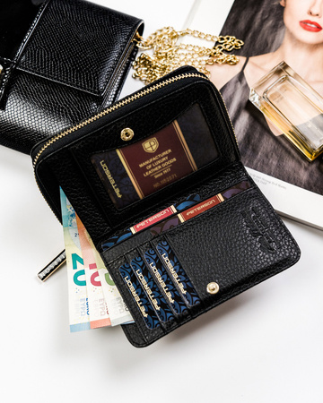 Hochformat Damen Geldbörse aus Leder mit Schlangenprägung – Peterson