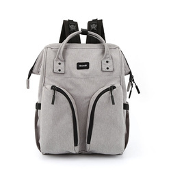 Grauer, geräumiger Damen Rucksack aus Polyester mit Reißverschluss – Himawari