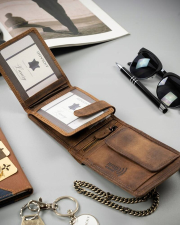 Große Herren Geldbörse aus Leder ohne Verschluss mit Prägung