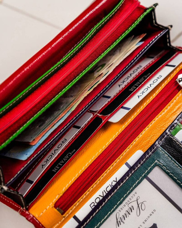 Damen Geldbörse aus Leder in Querformat mit Druckknopf – 4U Cavaldi