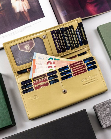 Große Damen Geldbörse aus Leder mit Bügel- und Druckknopfverschluss – Peterson