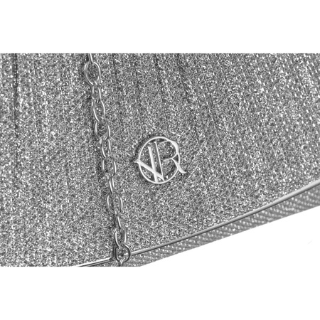 Glitzernde Damen Clutch in Silber mit Kettenträger – Rovicky