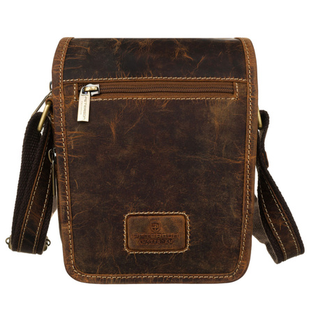 Kleine Herren Umhängetasche aus Leder mit Außentasche – Peterson