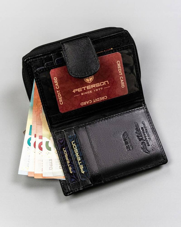 Klassischer Damen Geldbörse mit Druckknopf und Reißverschluss – Peterson