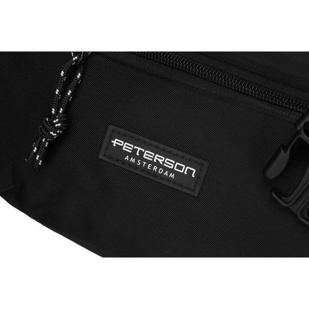 Geräumige Herren Gürteltasche aus Polyester in Schwarz mit Zipper – Peterson