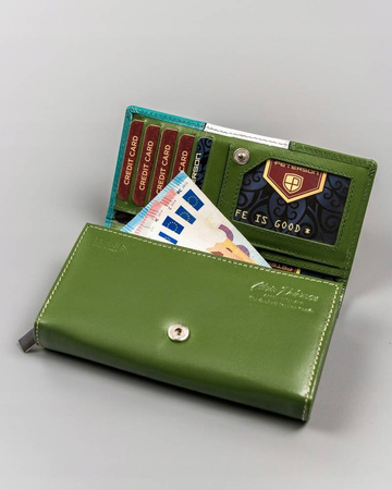 Damen Geldbörse aus Leder mit Druckknopf – Peterson