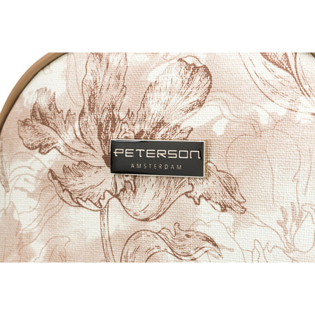 Beige, kompakte Damen Kosmetiktasche mit botanischem Muster – Peterson