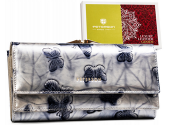 Große Damen Geldbörse aus Leder mit Bügel- und Druckknopfverschluss – Peterson