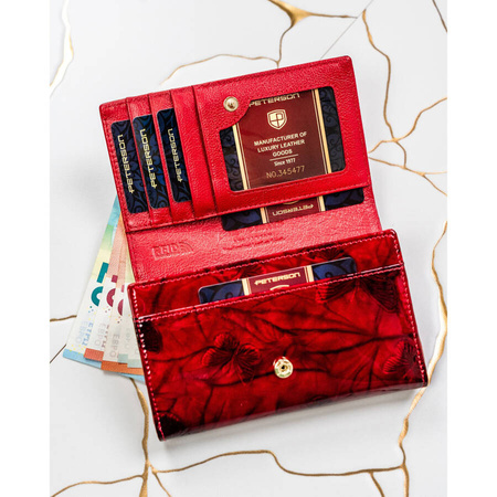 Stilvolle rote Damen Geldbörse aus Leder mit Fächern – Peterson