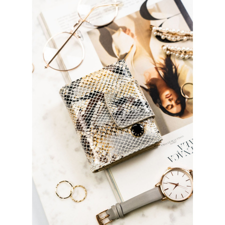 Damen Geldbörse aus echtem Leder mit Druckknopf- und Bügelverschluss – Peterson