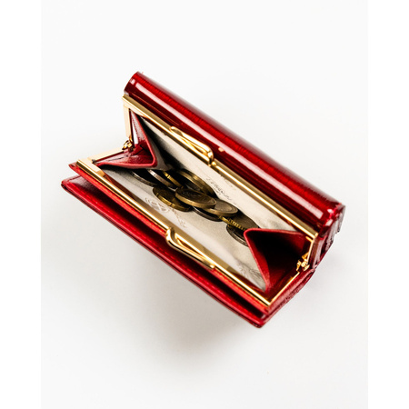 Damen-Geldbörse aus lackiertem Naturleder in Rot – Peterson