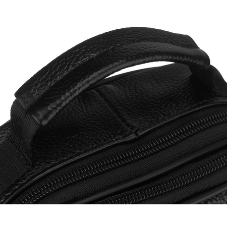 Herren-Umhängetasche aus Leder in Schwarz – Rovicky