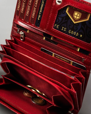 Damen Geldbörse aus Leder mit Druckknopf – Peterson