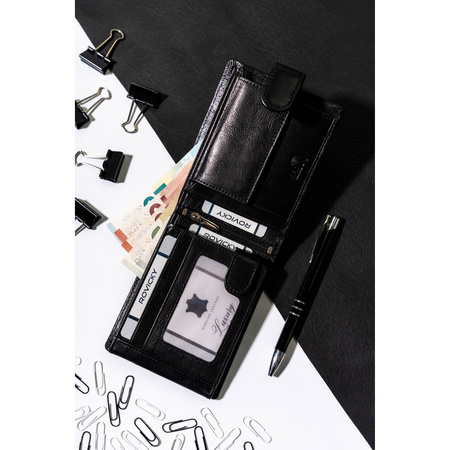 Schwarze Herren Geldbörse aus Leder mit RFID-Schutz – Rovicky