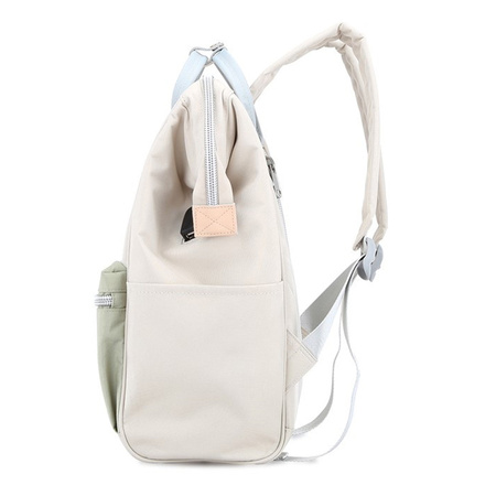 Beige-grüner Schulrucksack mit USB-Anschluss – Himawari