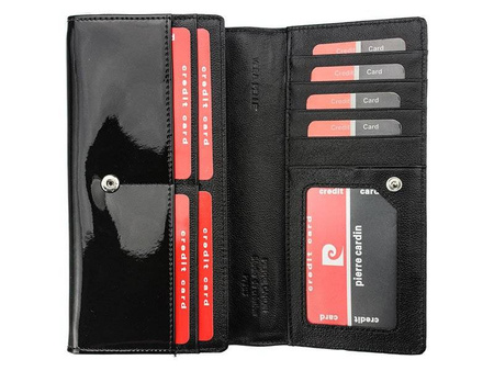 Lackierte, horizontale Damen Geldbörse aus echtem Leder – Pierre Cardin