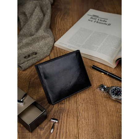 Geräumige schwarze Herren Geldbörse ohne Verschluss aus echtem Leder – Rovicky