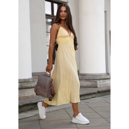 Städtischer Damen-Rucksack aus Nylon und Öko-Leder in Beige – Peterson