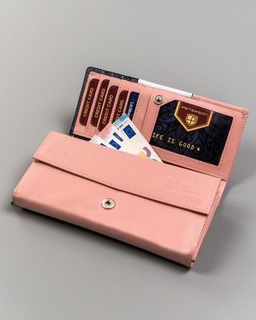 Große Damen Geldbörse aus Echtleder mit Druckknopfverschluss – Peterson