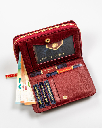 Rote Damen Geldbörse aus Leder mit RFID – als Geschenk – Peterson