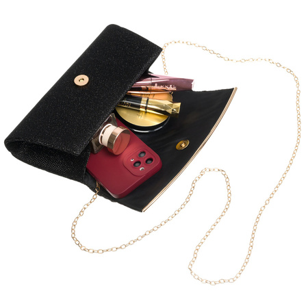 Elegante schwarze Damen Clutch mit Raffung aus Synthetik – Rovicky