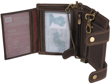 Attraktive Herren Geldbörse aus Leder mit Messingkette – Always Wild