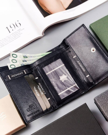 Kleine Damen Geldbörse querformat aus echtem Leder mit Druckknopf – 4U Cavaldi