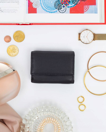 Eleganter Damen Geldbörse mit Druckknopf aus echtem Leder – Rovicky