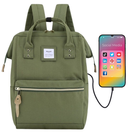 Modischer grüner Reiserucksack mit USB-Anschluss – Himawari