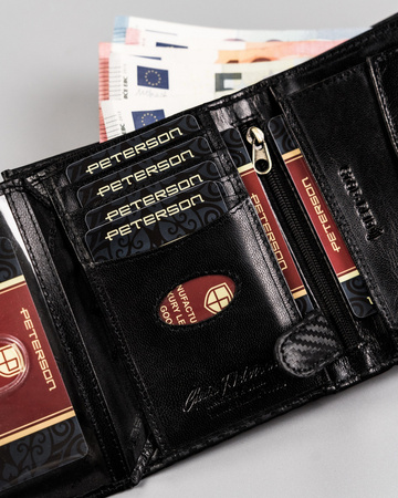 Große Herren Geldbörse aus Leder mit Carbon-Beschichtung – Peterson