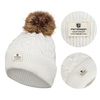 Weiße Wintermütze mit Bommel in Naturfarbe – Peterson