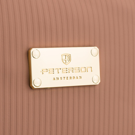 Ein-Kammer-Kosmetiktasche aus synthetischem Stoff in Beige mit praktischem Griff – Peterson