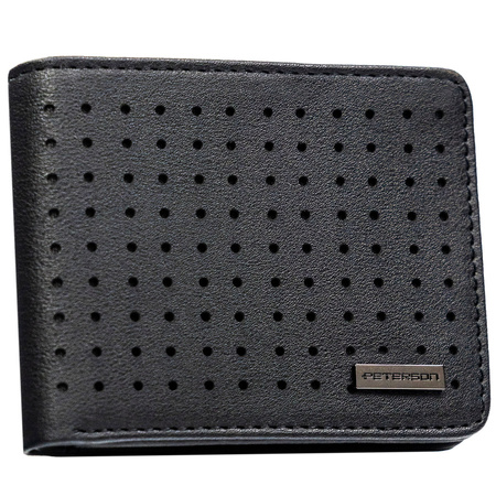 Schwarze Herren Geldbörse mit dezentem Lochmuster – Peterson